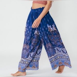 Free People Gold Dust Printed Wide Leg Pants